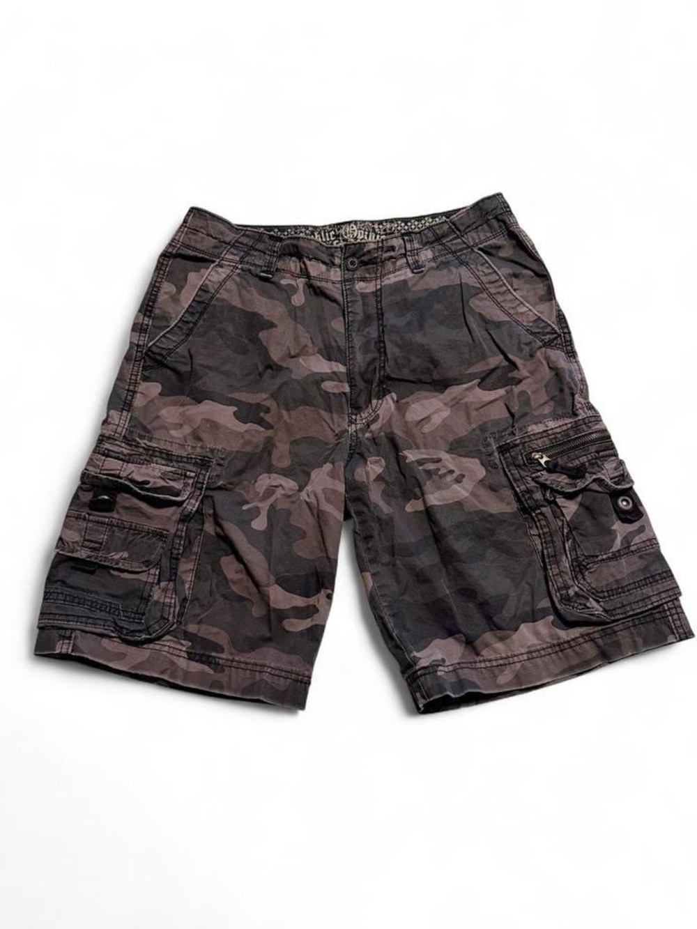 Unisex Dark Green, kayaking and gray Camo Cargo shorts - Men’s Size 32